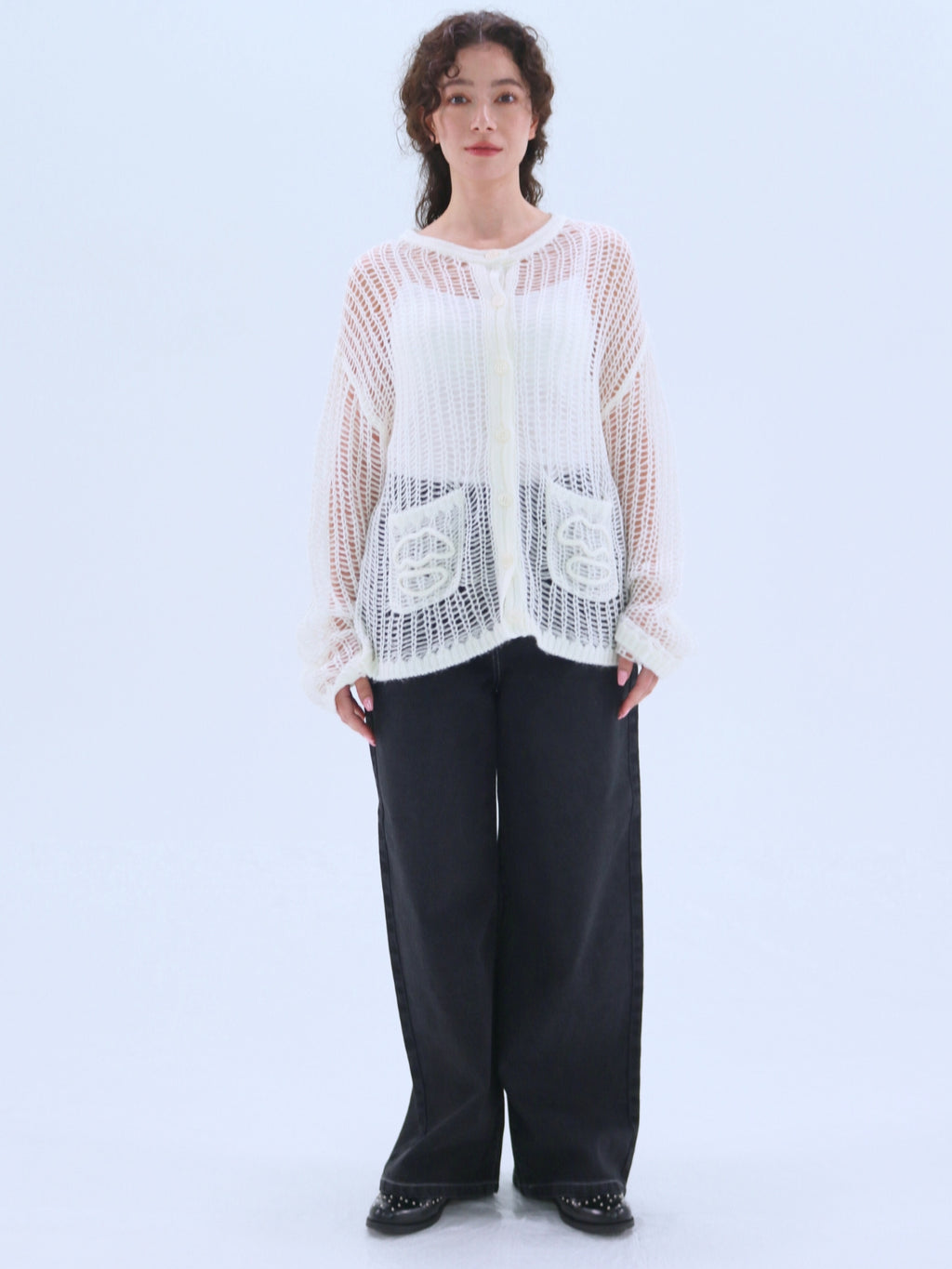 Low-Mesh Lip Cardigan