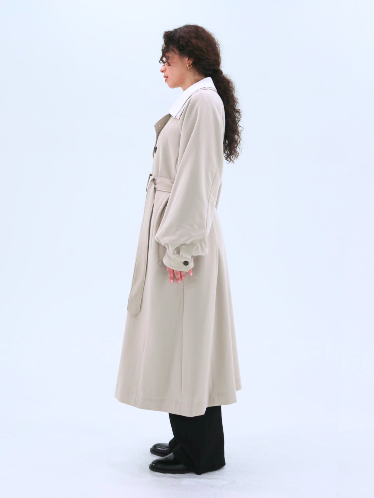Double-Collar Long Trench Coat