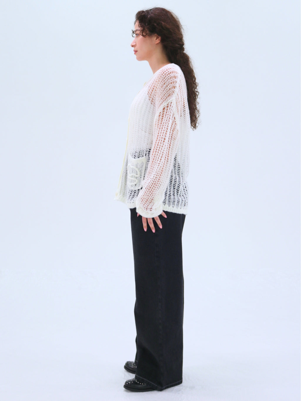 Low-Mesh Lip Cardigan