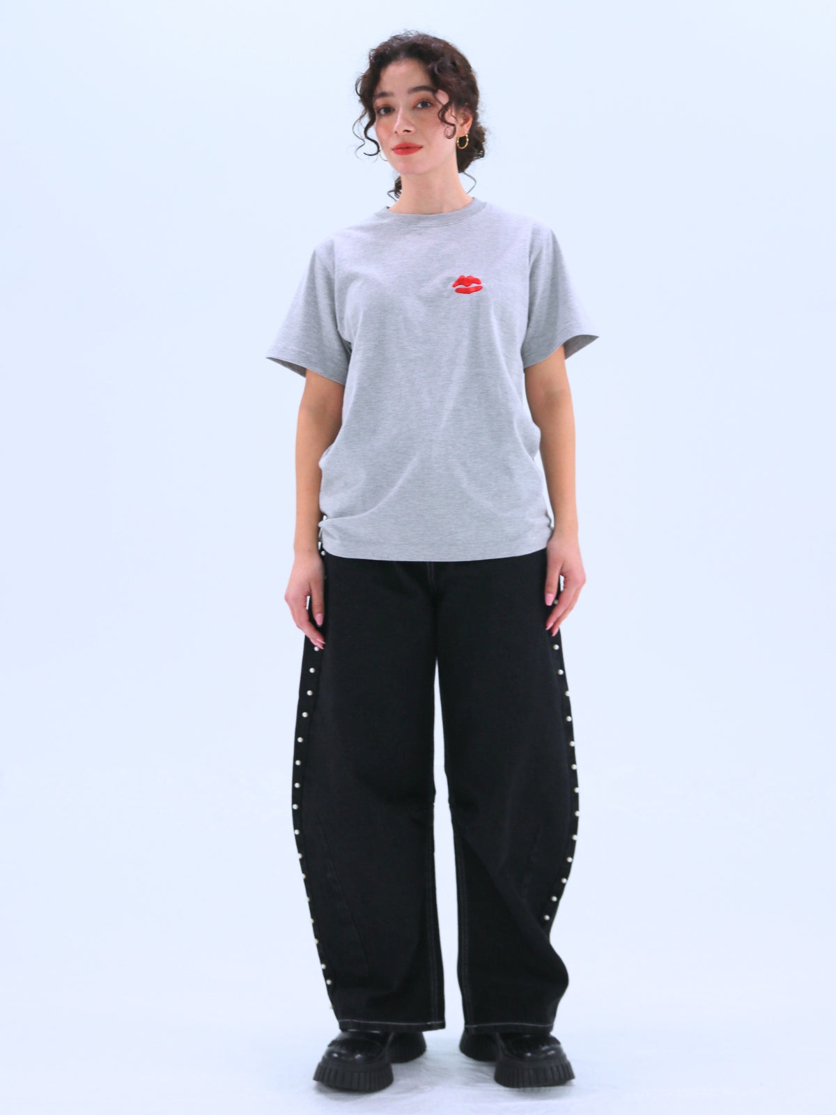 Lip Embroidered T-Shirt