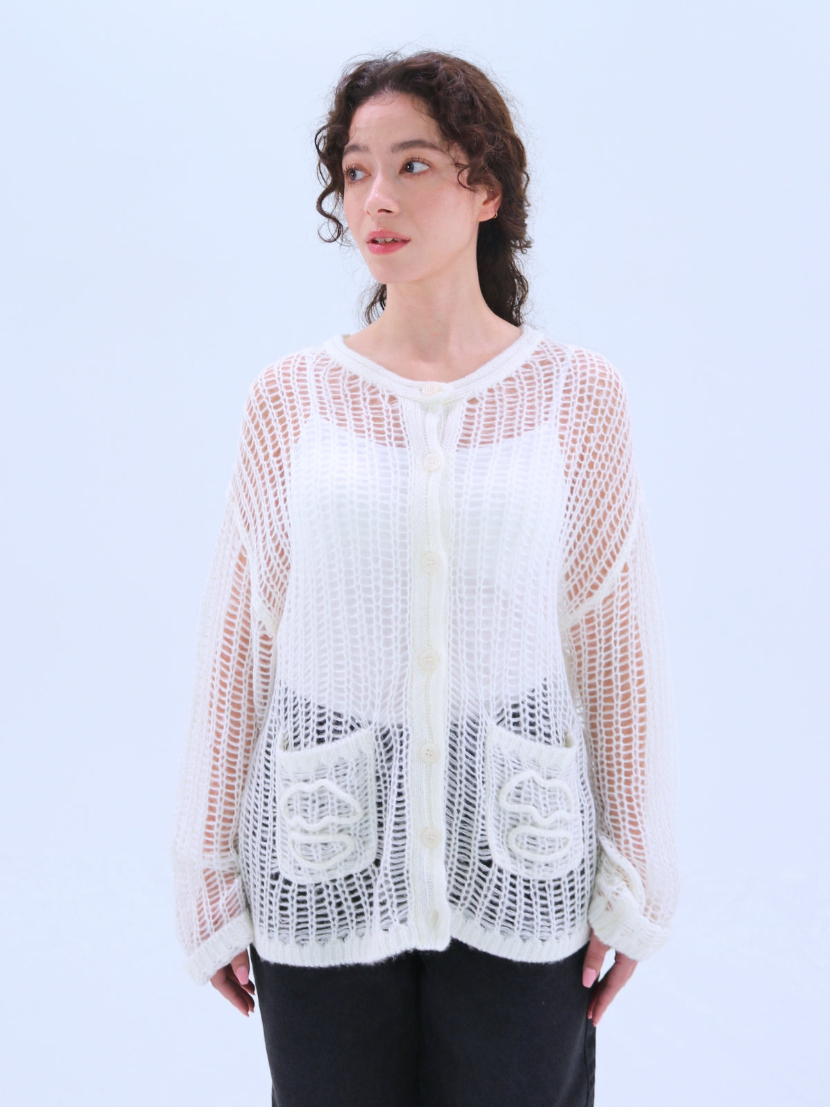 Low-Mesh Lip Cardigan