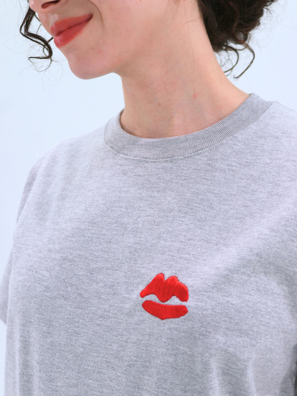 Lip Embroidered T-Shirt