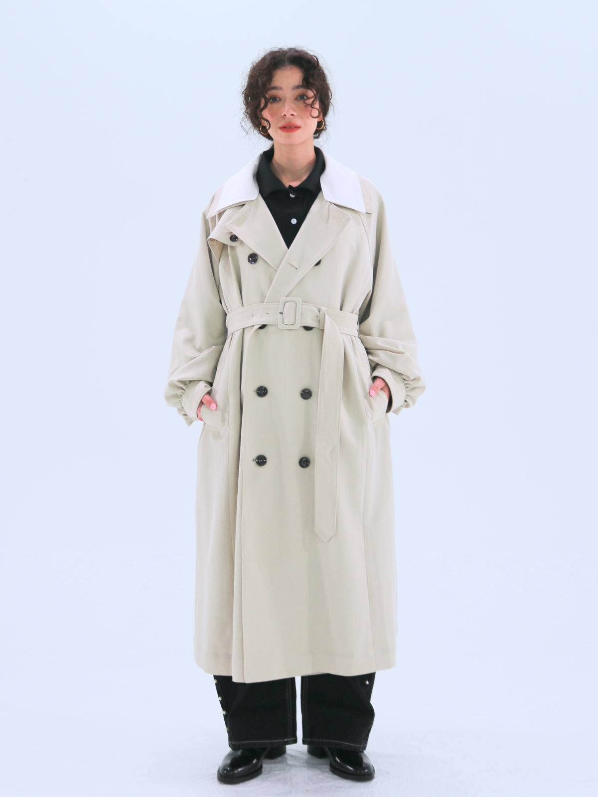 Double-Collar Long Trench Coat