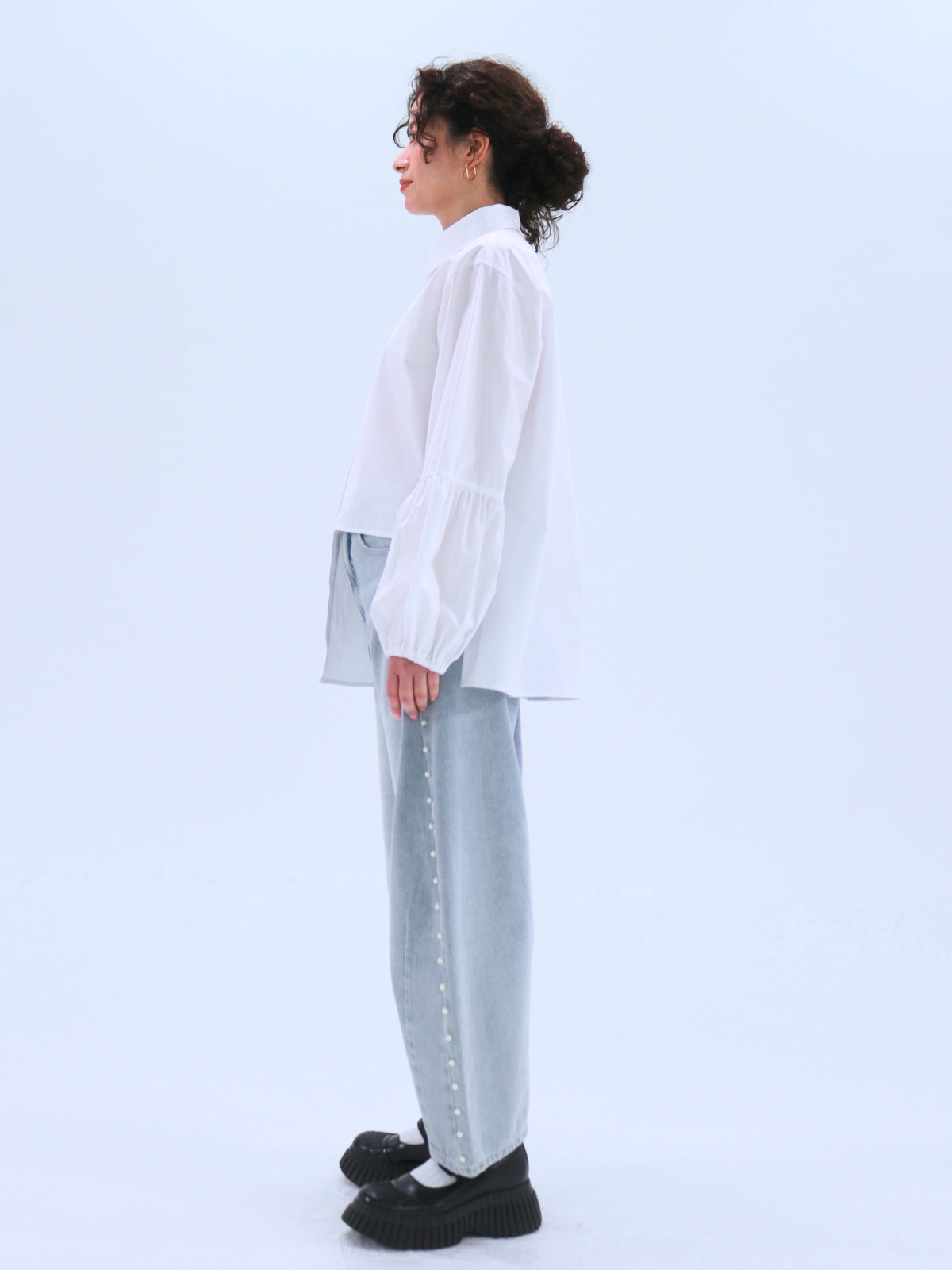Balloon Sleeve Asymmetrical Blouse