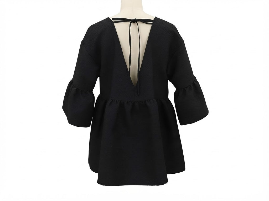 Jacquard Back Open Blouse