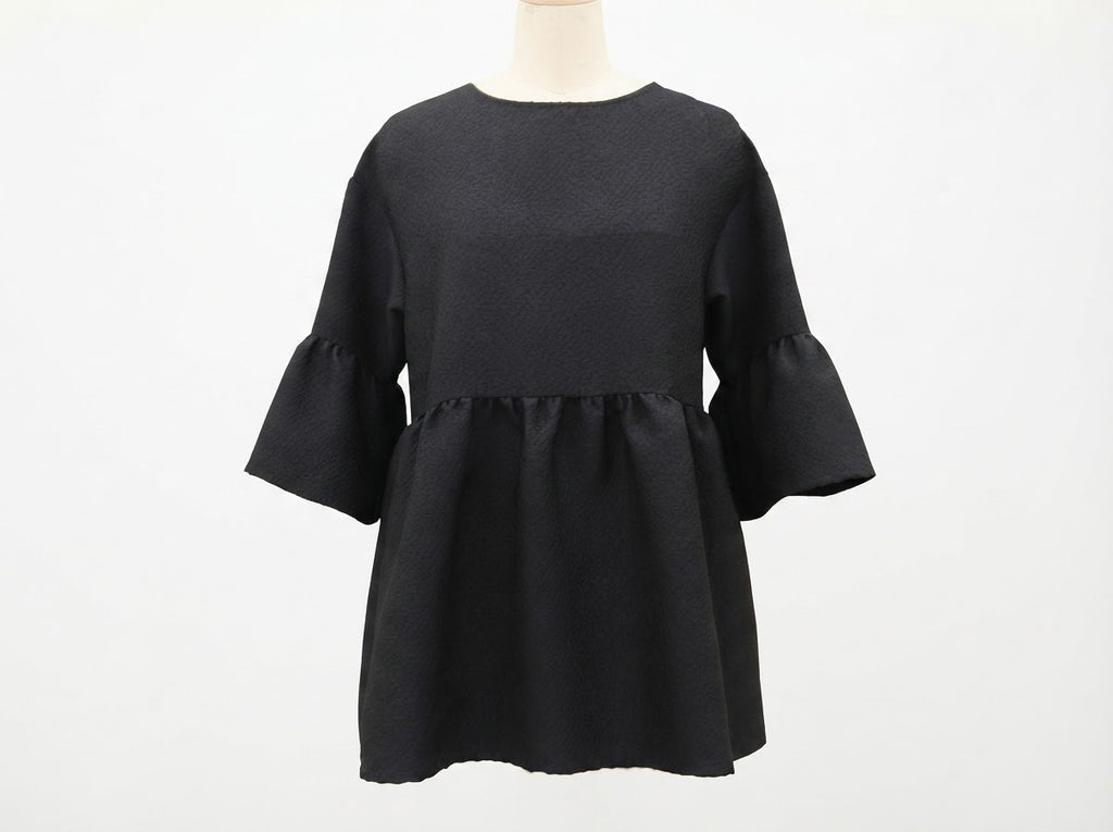 Jacquard Back Open Blouse