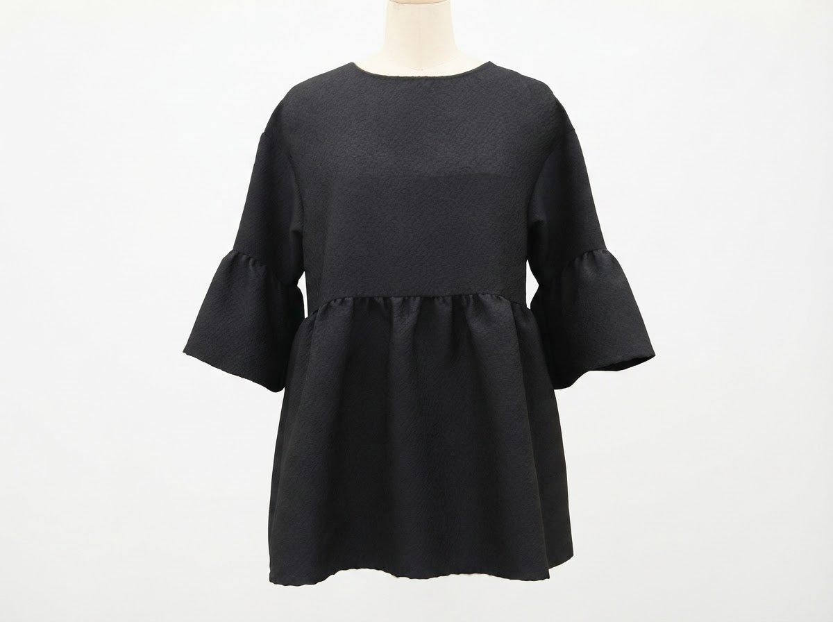 Jacquard Back Open Blouse