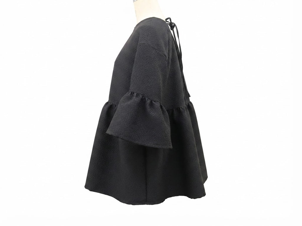 Jacquard Back Open Blouse