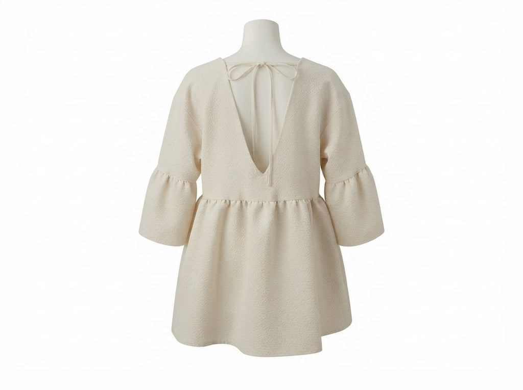 Jacquard Back Open Blouse