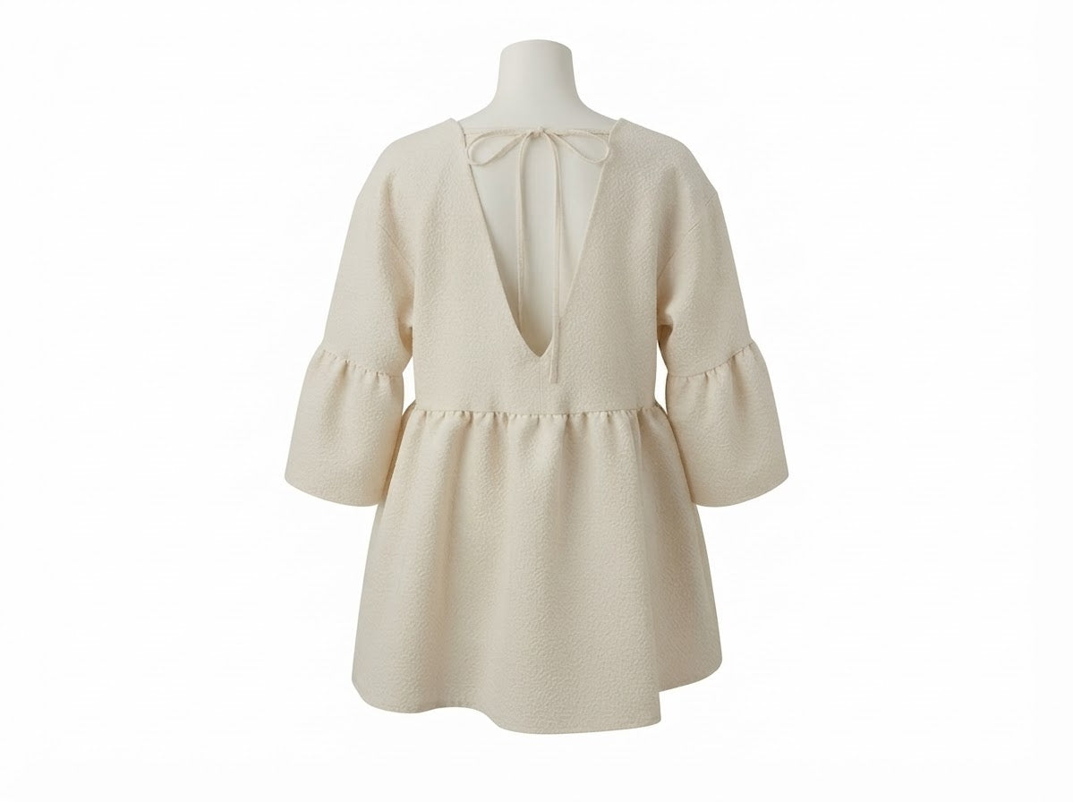 Jacquard Back Open Blouse
