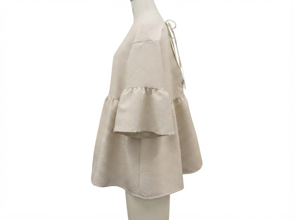 Jacquard Back Open Blouse