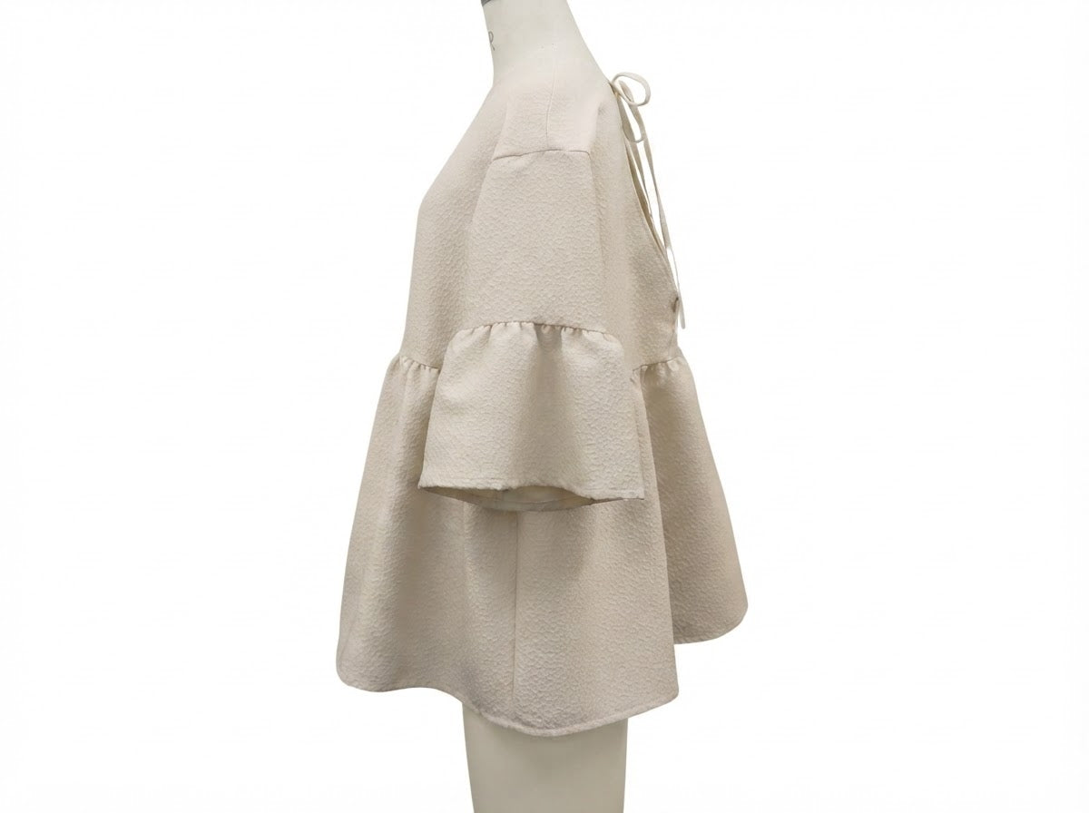 Jacquard Back Open Blouse