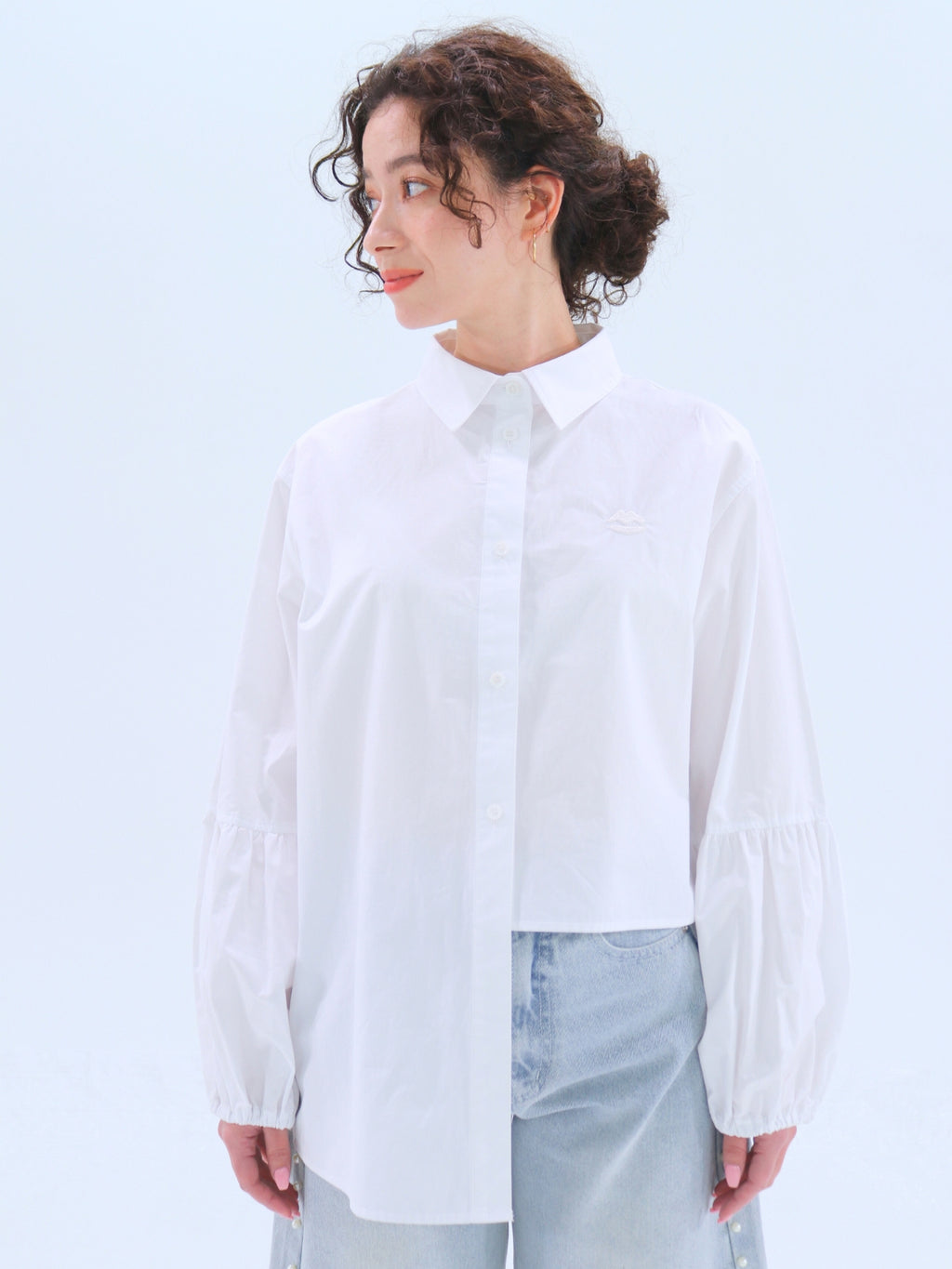 Balloon Sleeve Asymmetrical Blouse