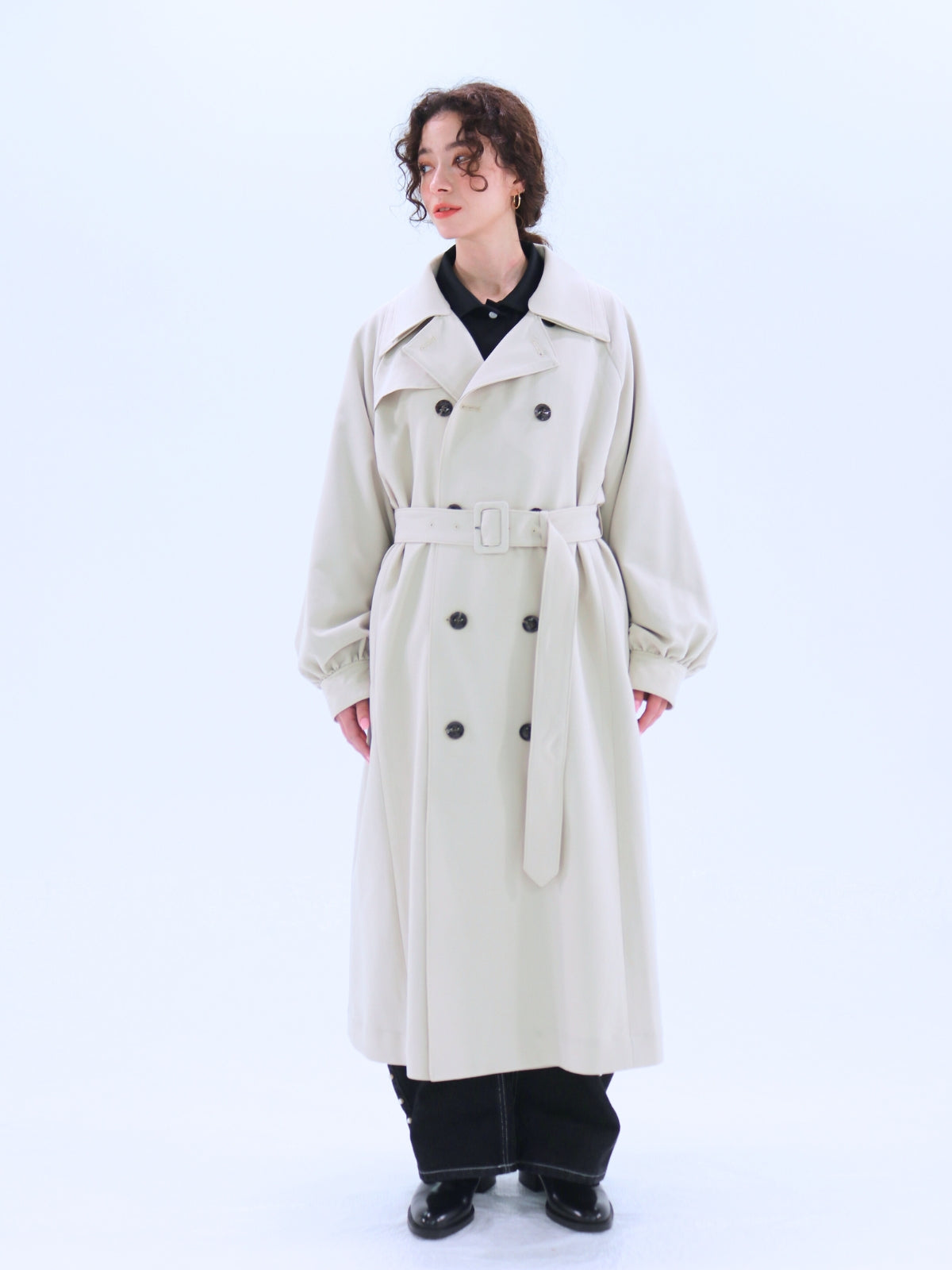 Double-Collar Long Trench Coat