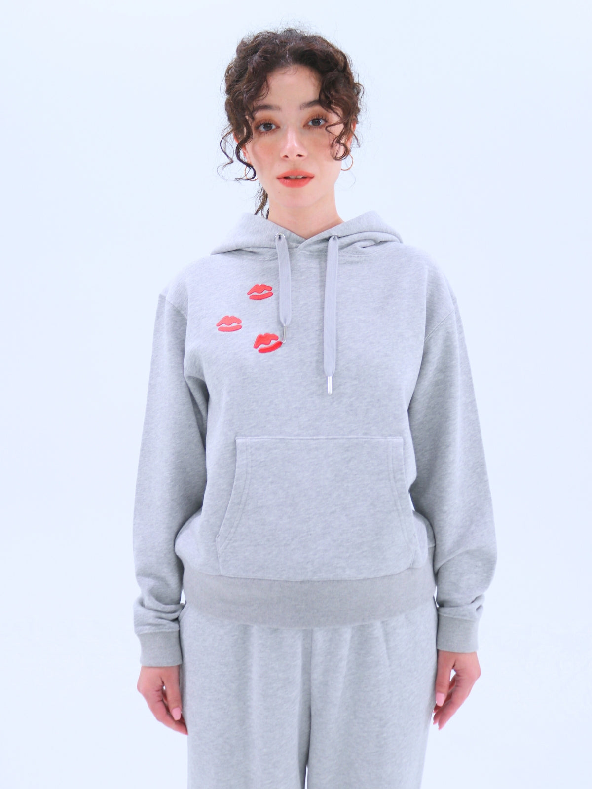 Lip Embroidered Sweat Hoodie
