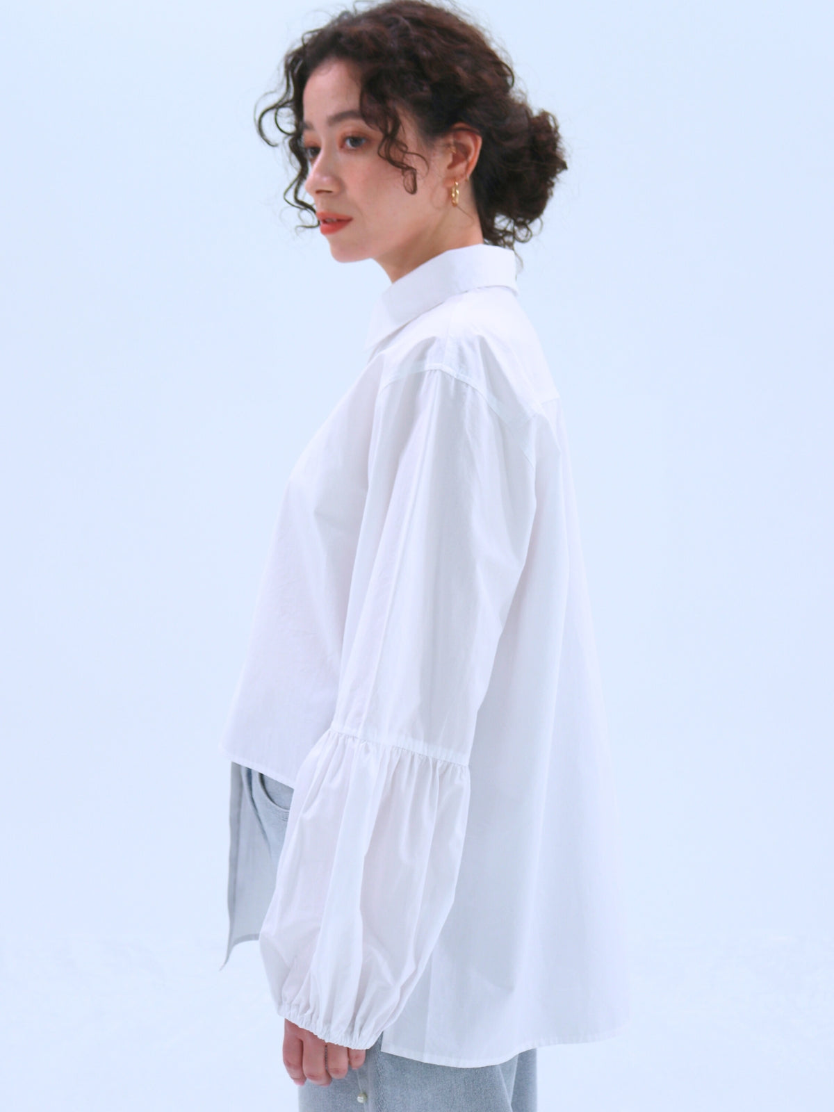 Balloon Sleeve Asymmetrical Blouse