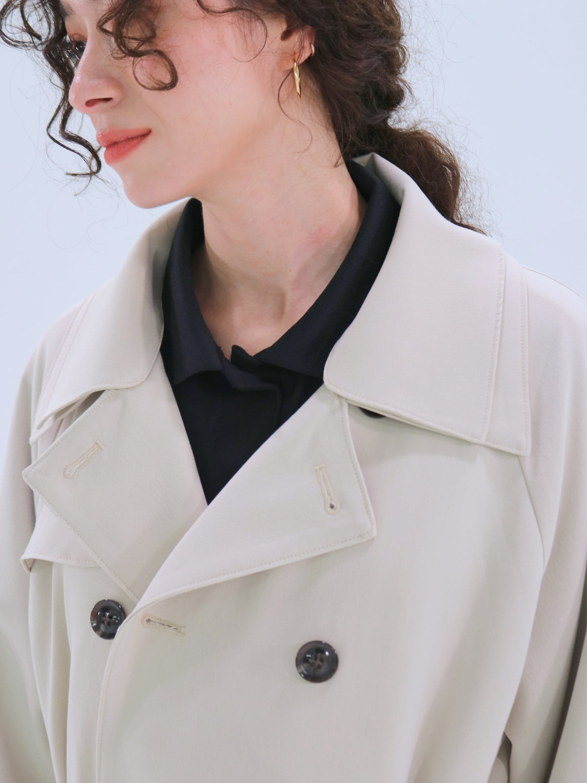 Double-Collar Long Trench Coat