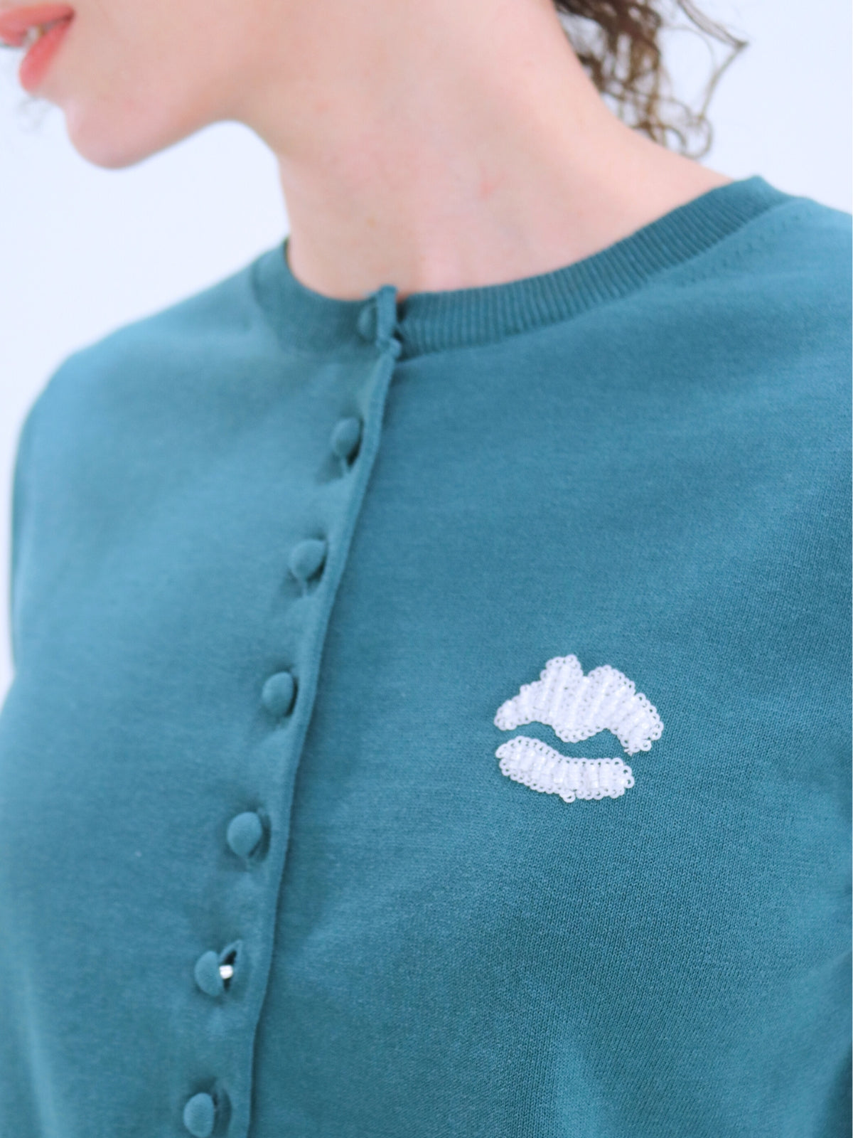 Lip Embroidered Cardigan
