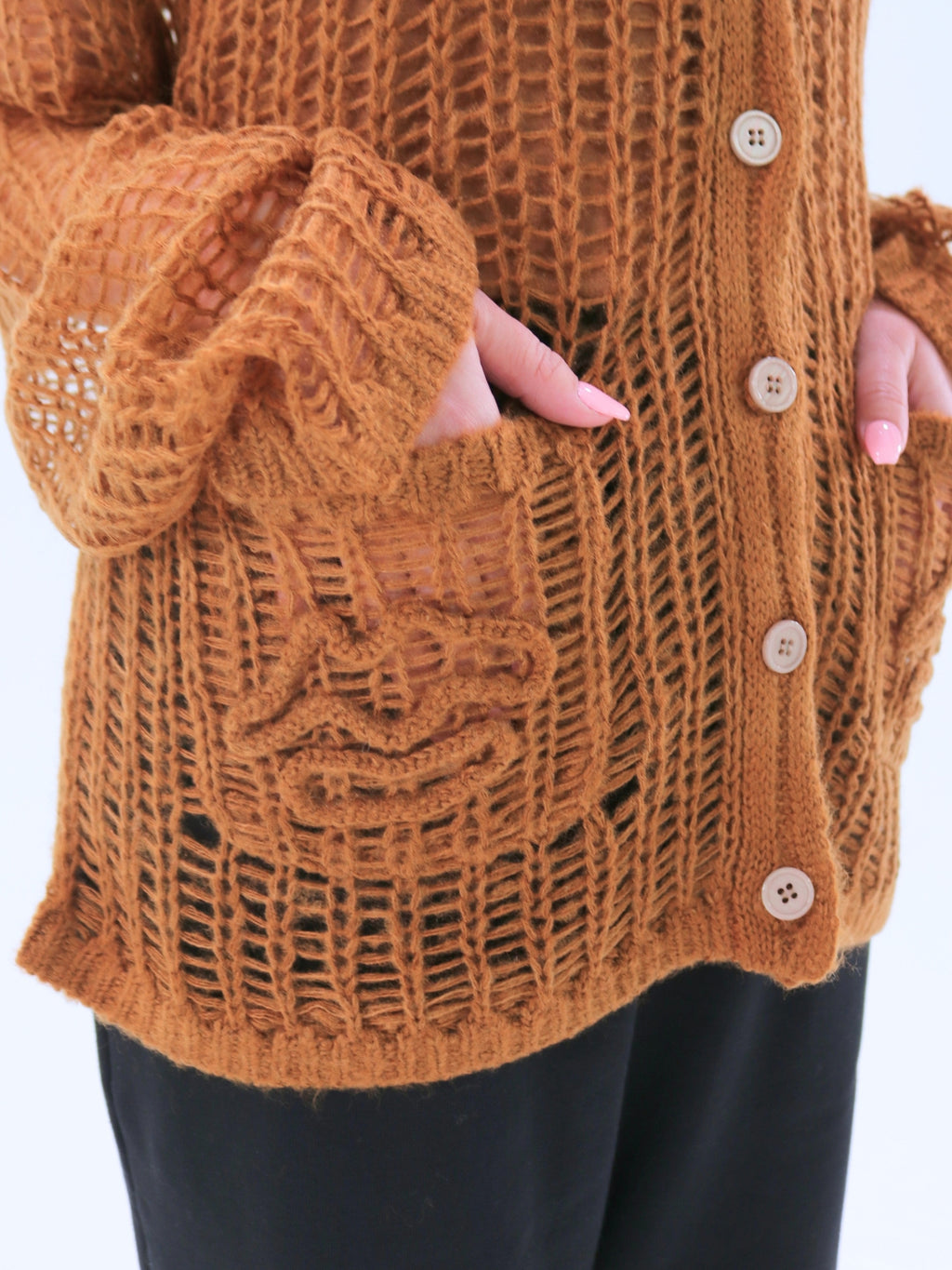 Low-Mesh Lip Cardigan