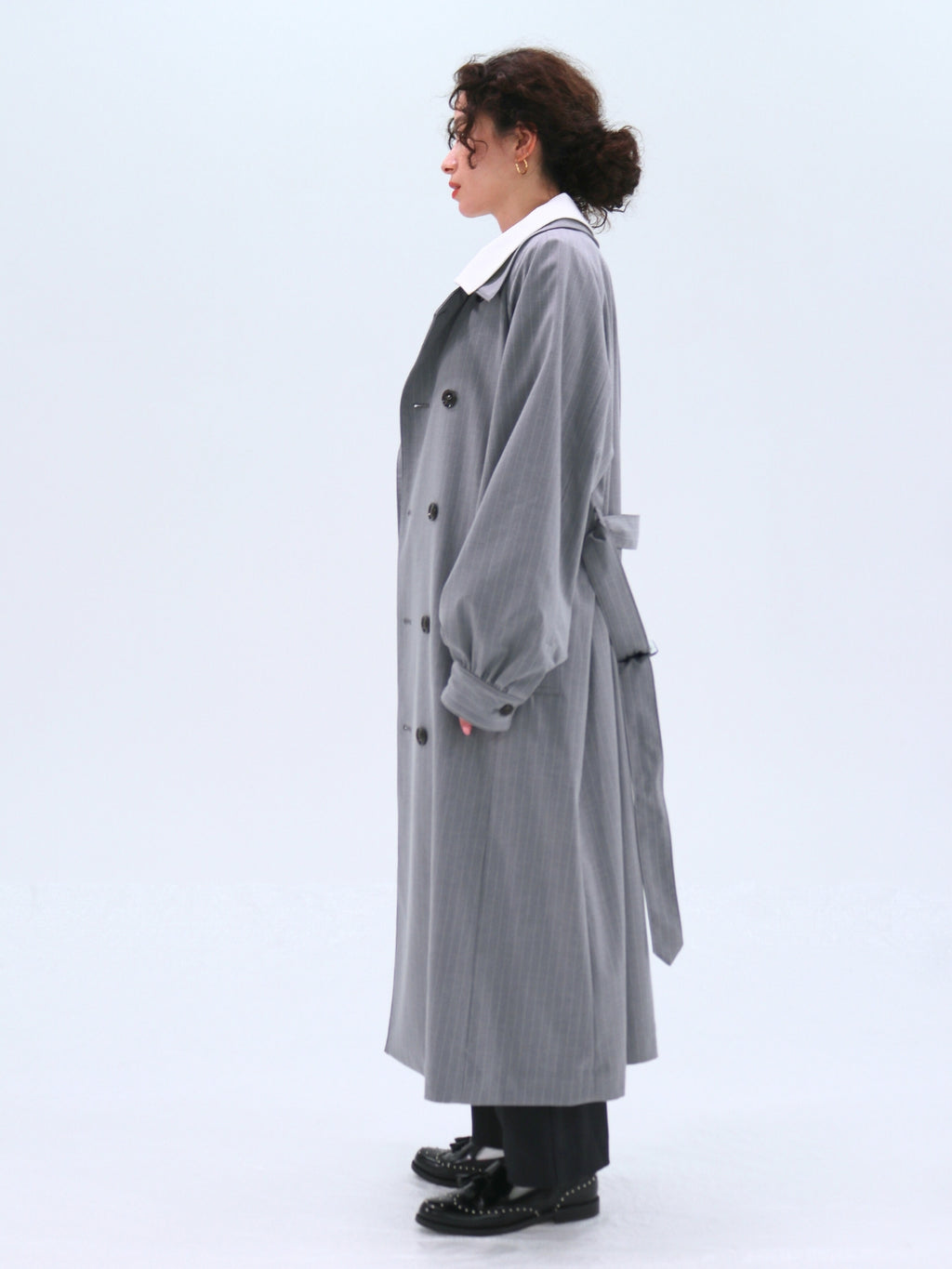 Double-Collar Long Trench Coat