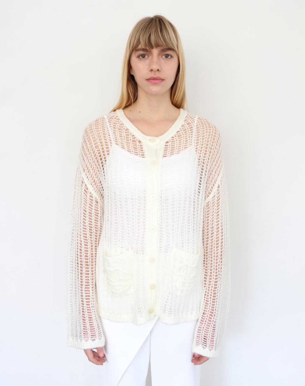 Low-Mesh Lip Cardigan