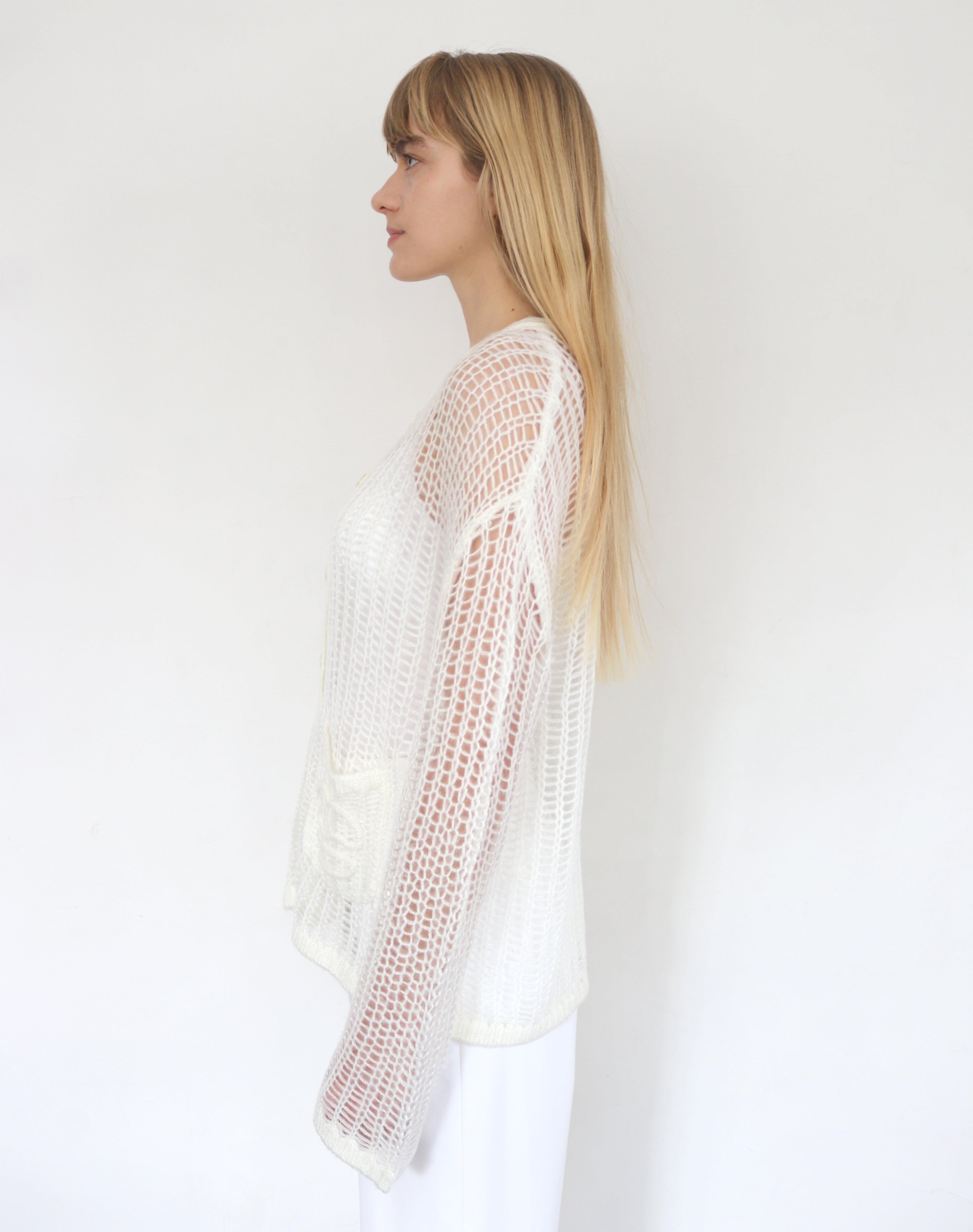 Low-Mesh Lip Cardigan
