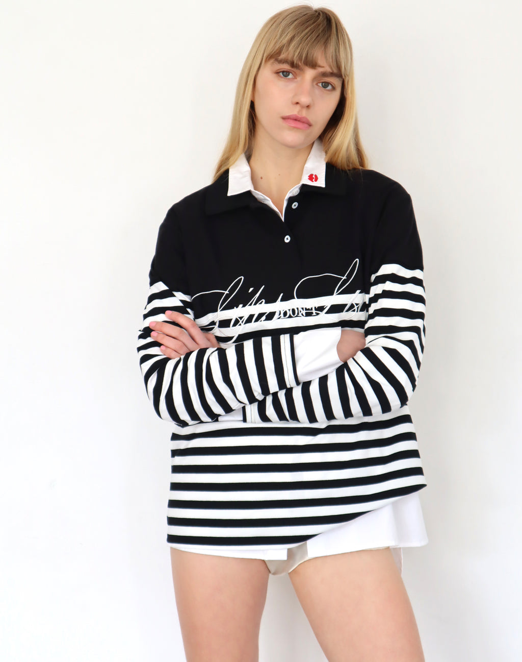 LIPS DON’T LIE. Border Polo Shirt