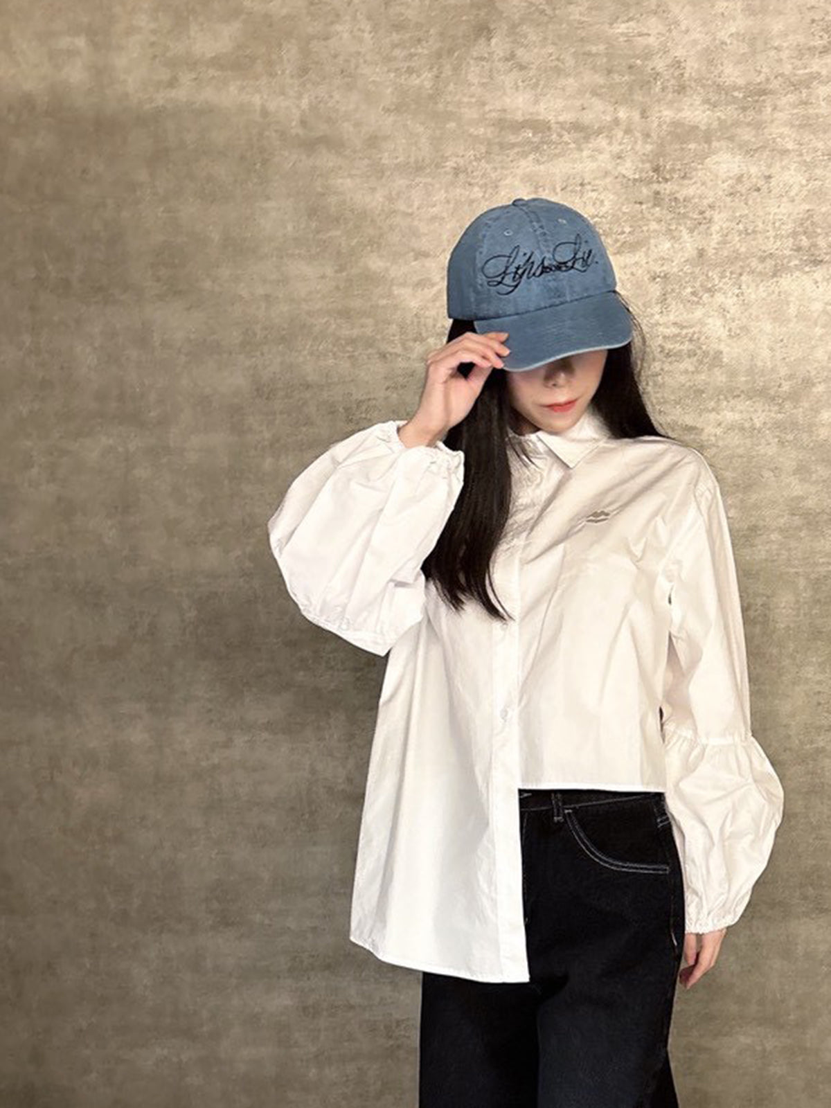 Balloon Sleeve Asymmetrical Blouse
